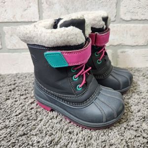 Girls Ankle Side Zip Thermolite Grey/Pink Boot Size 7